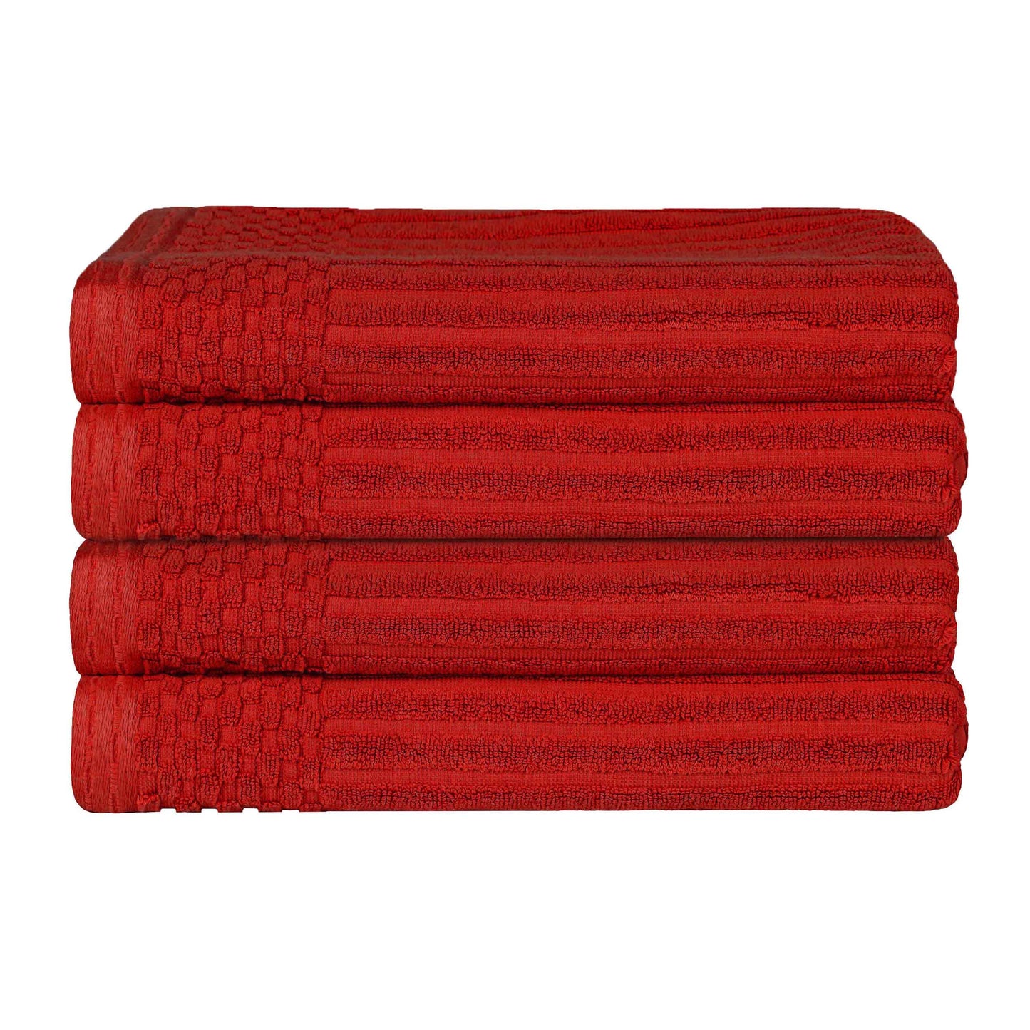 Soho Ribbed Cotton Absorbent Bath Towel Set of 4 - Burgundy