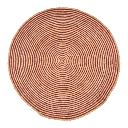 Braided Jute Reversible Round Indoor Outdoor Area Rug - Burgundy