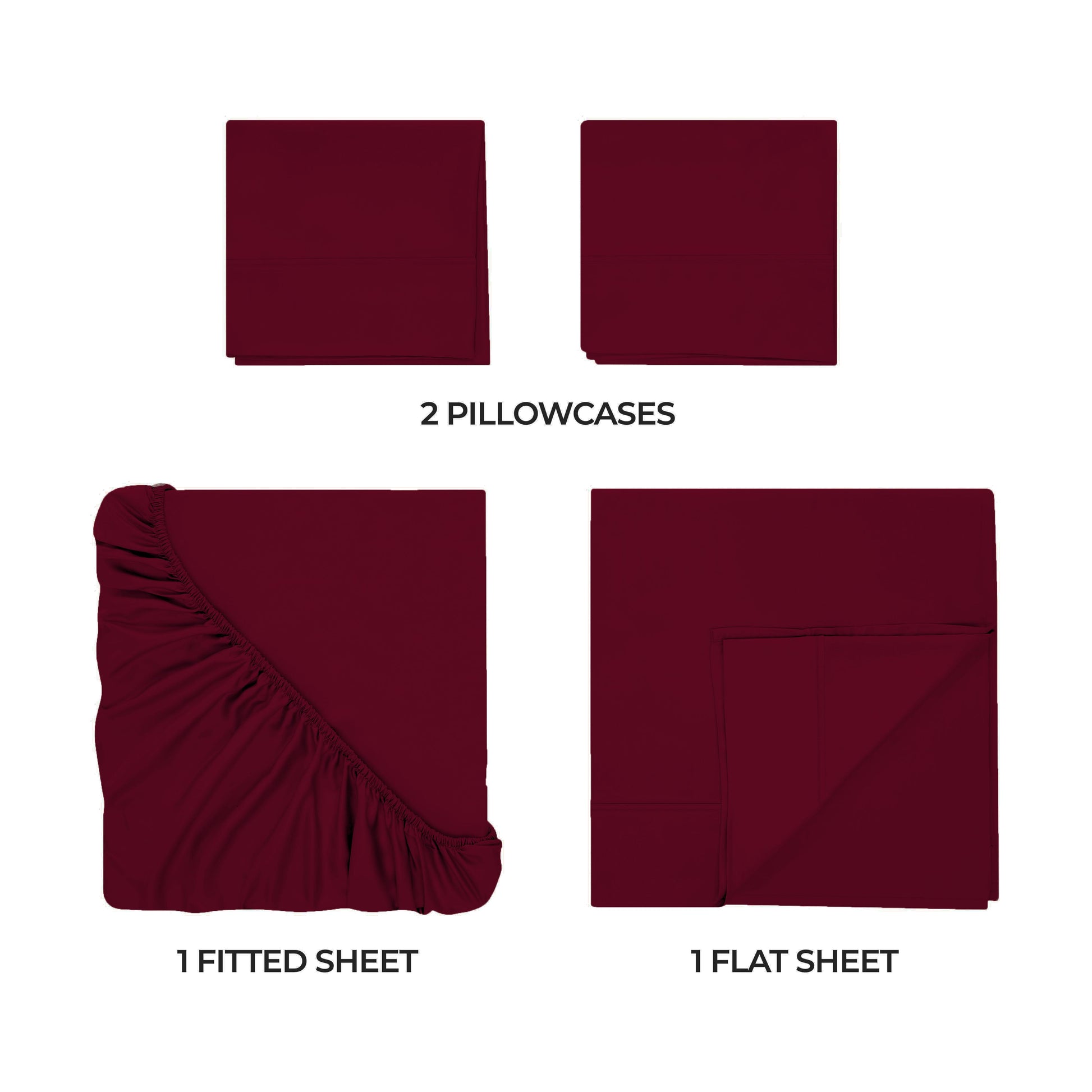 Egyptian Cotton 300 Thread Count Solid Deep Pocket Sheet Set - Burgundy