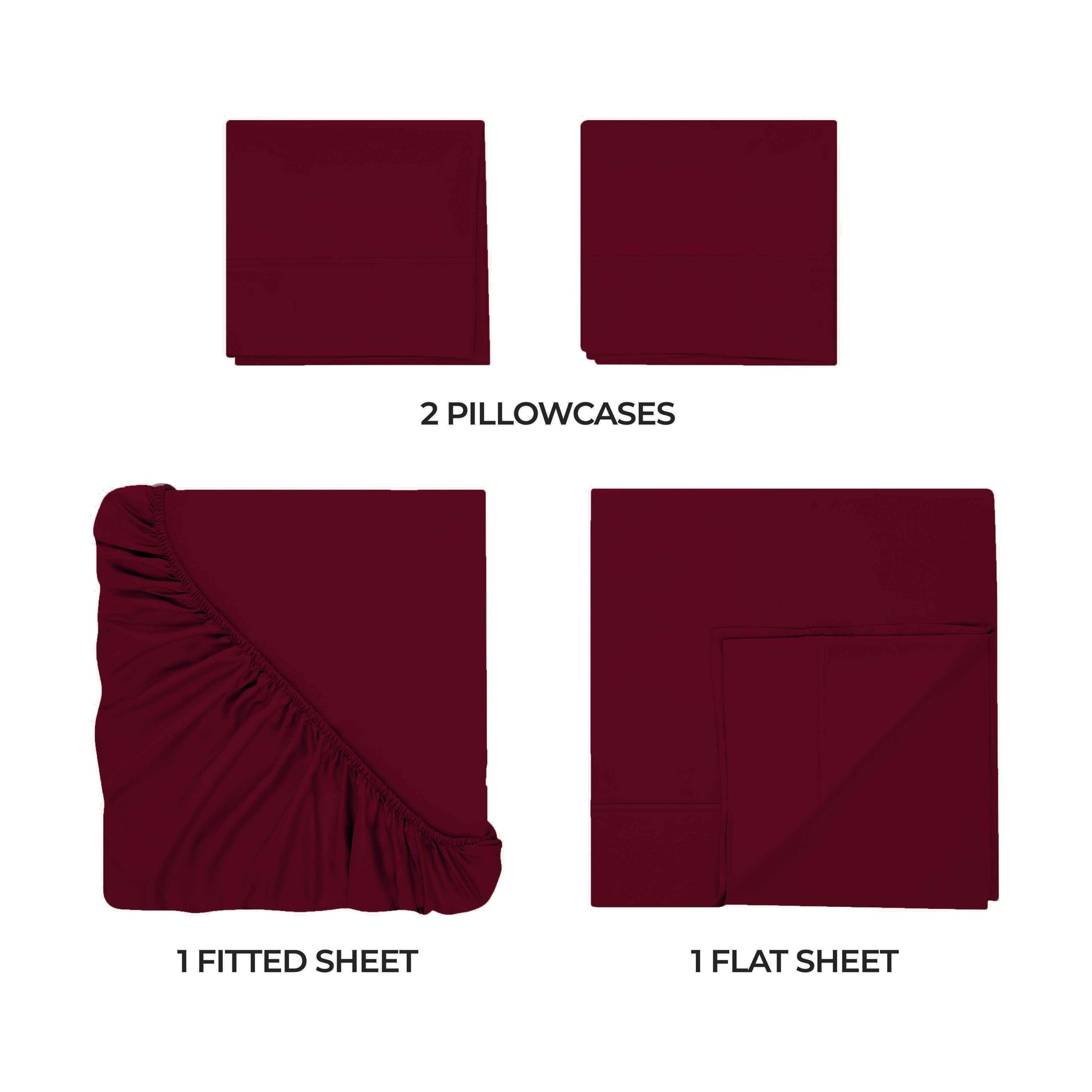 400 Thread Count Egyptian Cotton Solid Deep Pocket Sheet Set - Burgundy