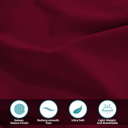 Egyptian Cotton 300 Thread Count Solid Deep Pocket Sheet Set - Burgundy