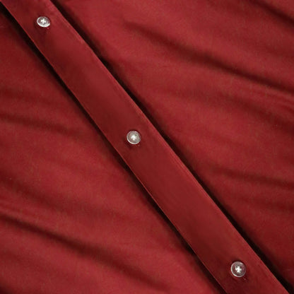 Cotton Percale Modern Traditional Duvet Cover Set - Burgundy