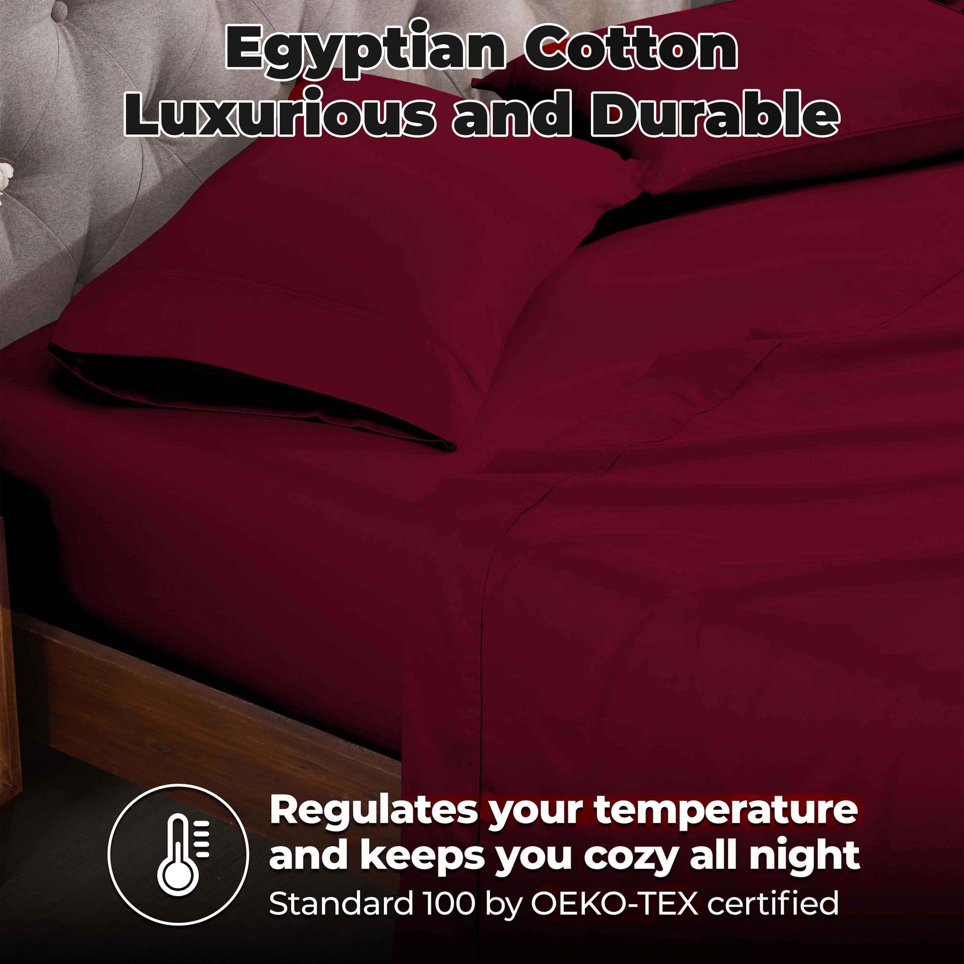 Egyptian Cotton 300 Thread Count Solid Deep Pocket Sheet Set - Burgundy