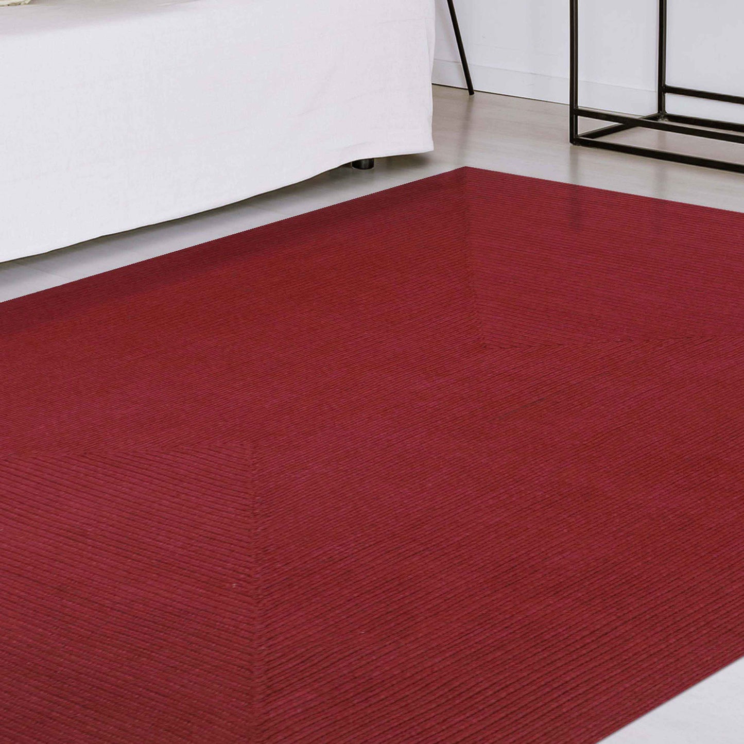 Bohemian Indoor Outdoor Rugs Solid Rectangle Braided Area Rug - Burgundy