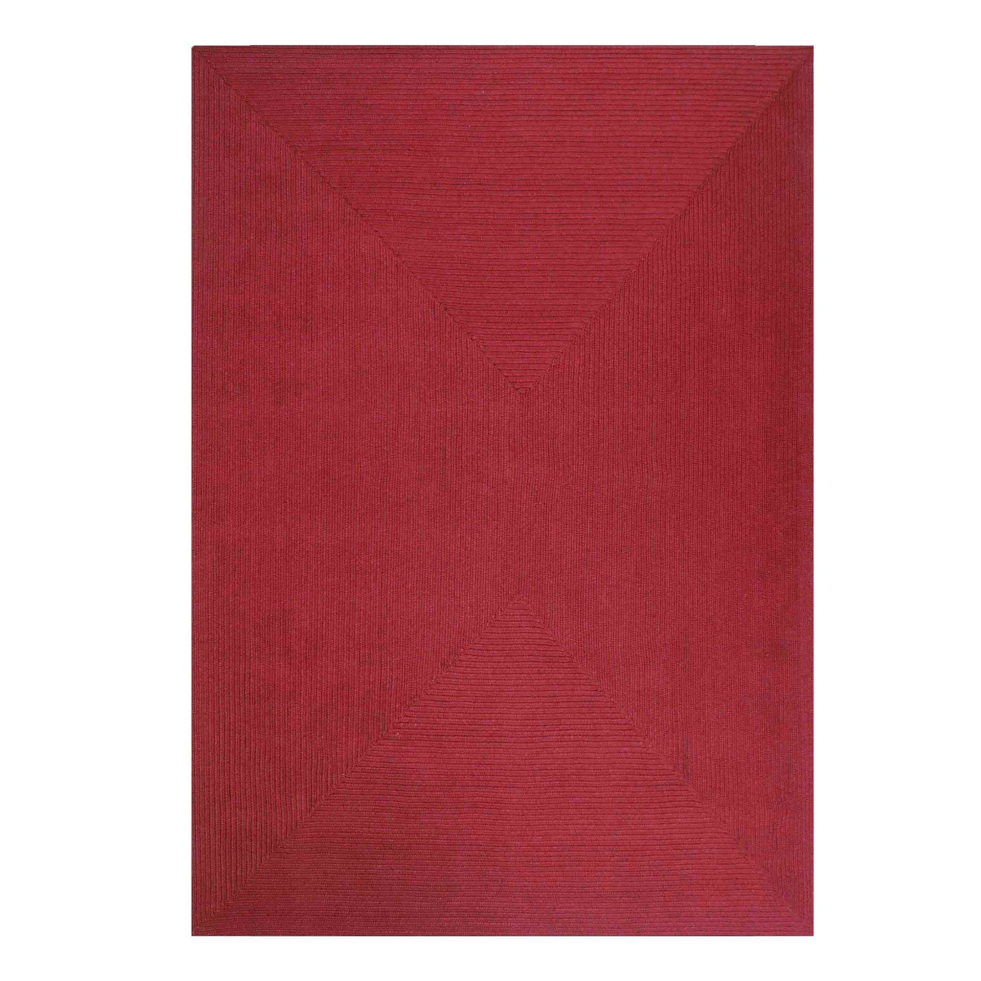 Bohemian Indoor Outdoor Rugs Solid Rectangle Braided Area Rug - Burgundy