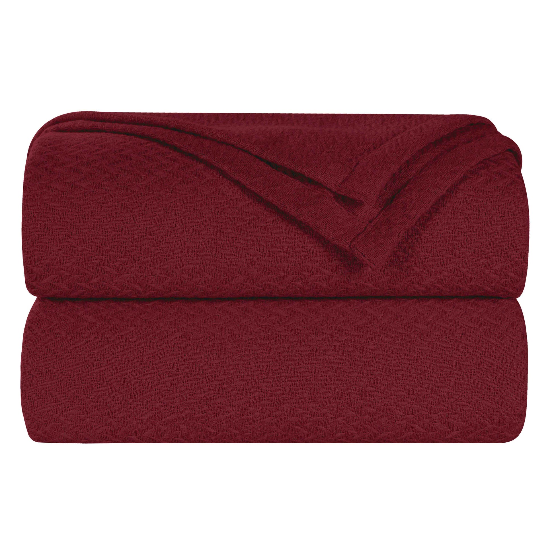 Nobel Cotton Textured Jacquard Chevron Lightweight Woven Blanket - Burgundy