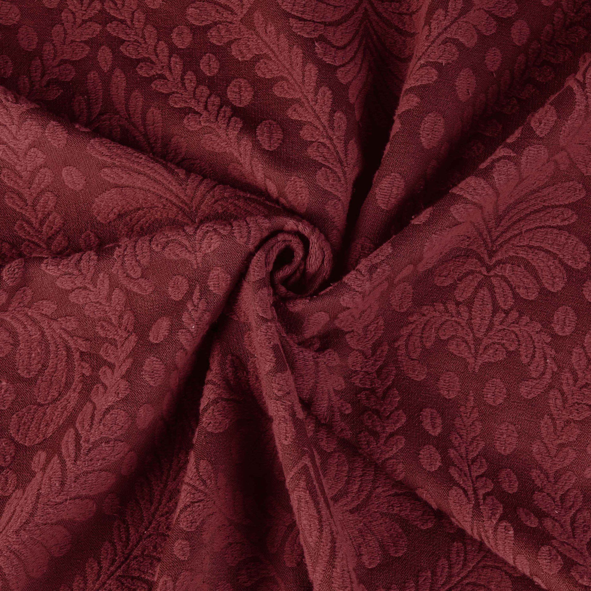 Aspen Cotton Blend Jacquard Floral Scalloped Edge Bedspread Set - Burgundy