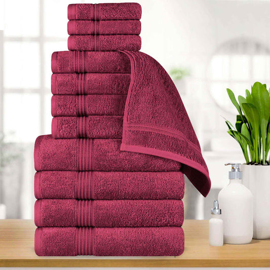 Egyptian Cotton Highly Absorbent Solid 12 Piece Ultra Soft Towel Set