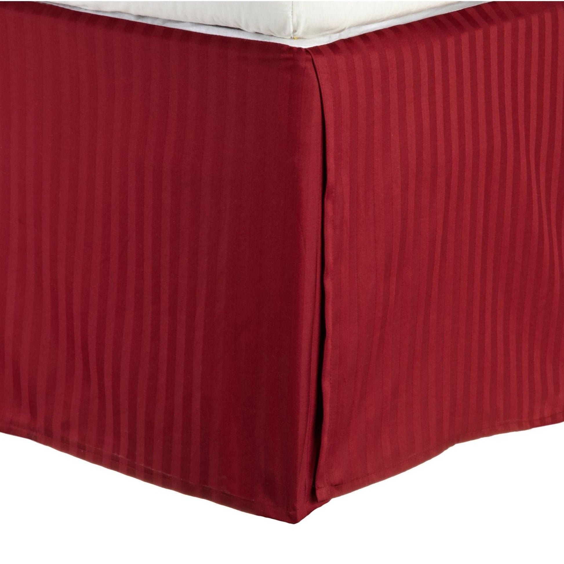 300 Thread Count Egyptian Cotton 15" Drop Striped Bed Skirt - Burgundy