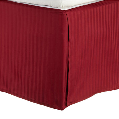 300 Thread Count Egyptian Cotton 15" Drop Striped Bed Skirt - Burgundy