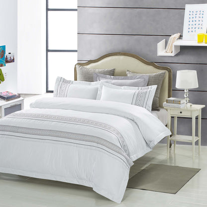 Burlington Embroidered Geometric Cotton Duvet Cover Set -  Burlington