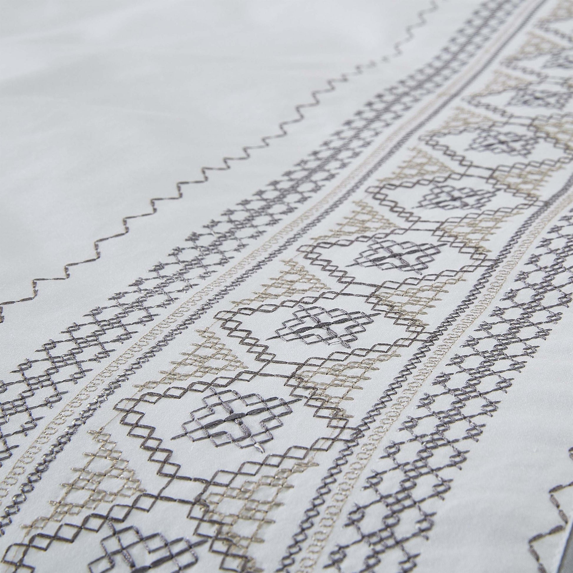 Burlington Embroidered Geometric Cotton Duvet Cover Set -  Burlington