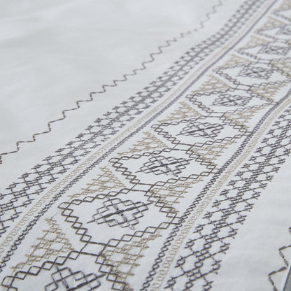 Burlington Embroidered Geometric Cotton Duvet Cover Set -  Burlington