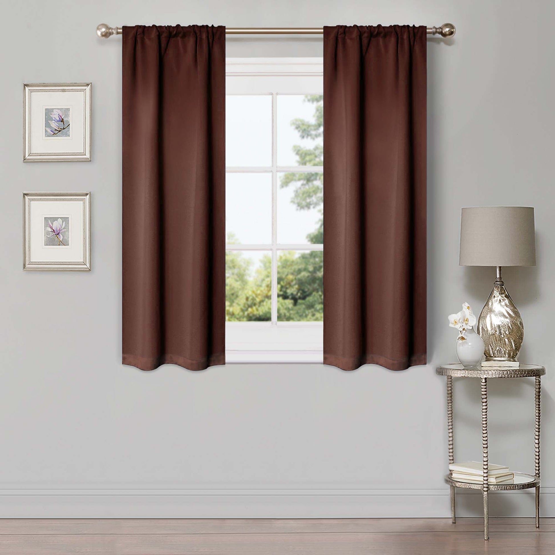 Solid Machine Washable Room Darkening Blackout Curtains, Set of 2 - Cappuccino