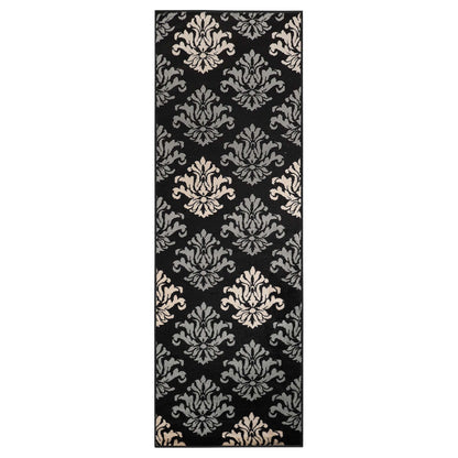 Superior Casper Damask Floral Area Rug - Black