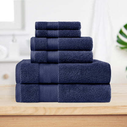 Superior Premium Turkish-Cotton Assorted Towel Set - Crown Blue