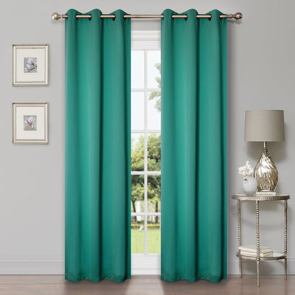 Solid Machine Washable Room Darkening Blackout Curtains, Set of 2 - CeruleanBlue