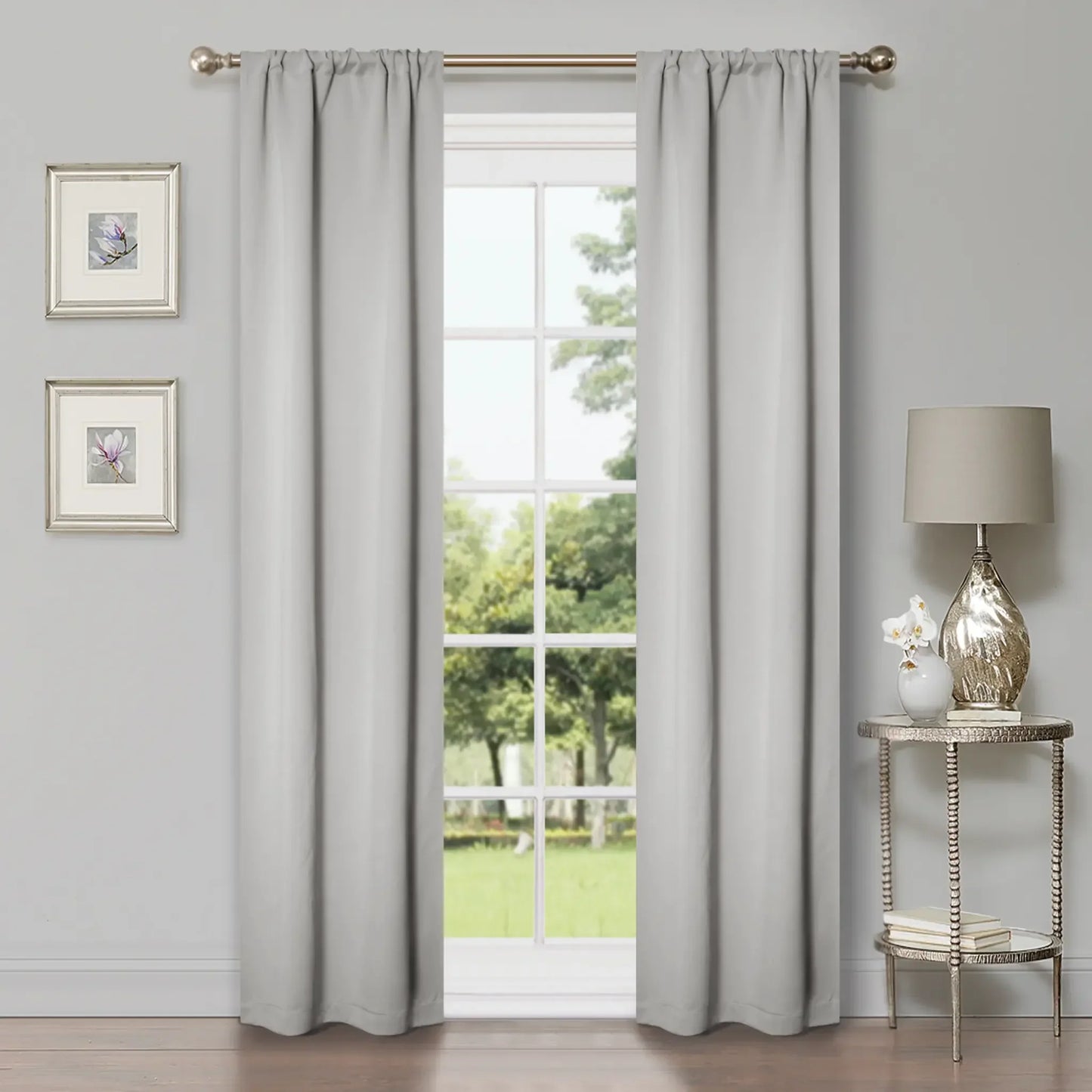 Solid Room Darkening Rod Pocket Blackout Curtain Panels, Set of 2