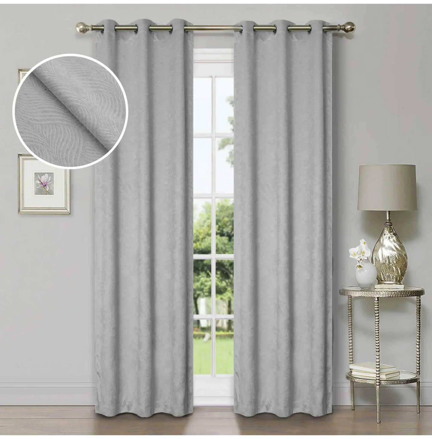 Wave Geometric Washable Room Darkening Blackout Curtains, Set of 2