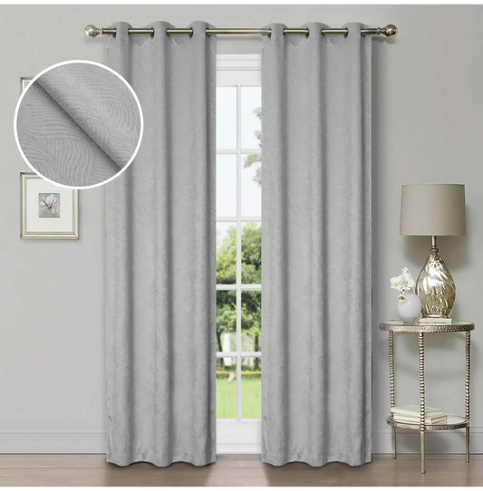 Wave Geometric Washable Room Darkening Blackout Curtains, Set of 2
