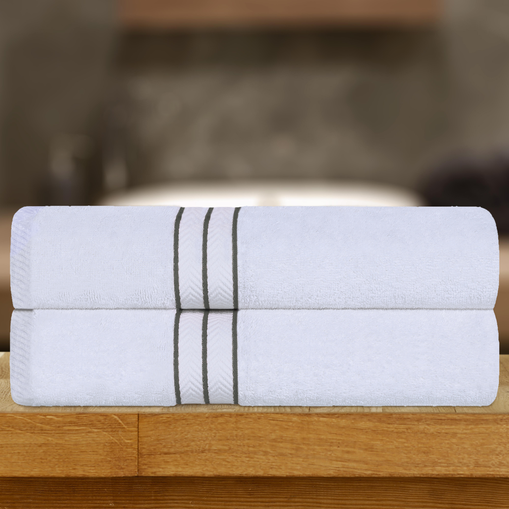 Ultra Plush Turkish Cotton Super Absorbent Solid 2-Piece Bath Sheet Set - Charcoal