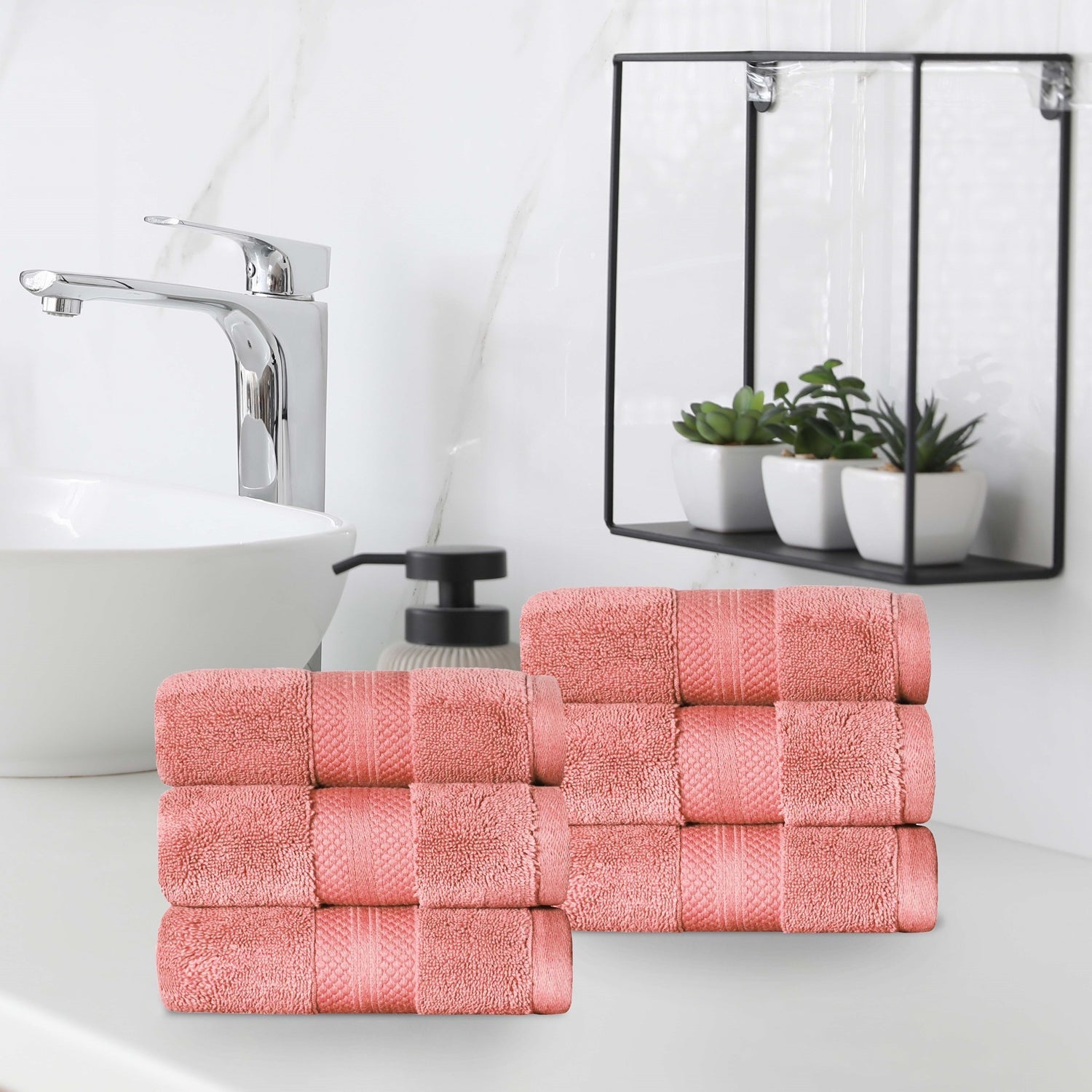 Superior Premium Turkish-Cotton Assorted Towel Set - Coral