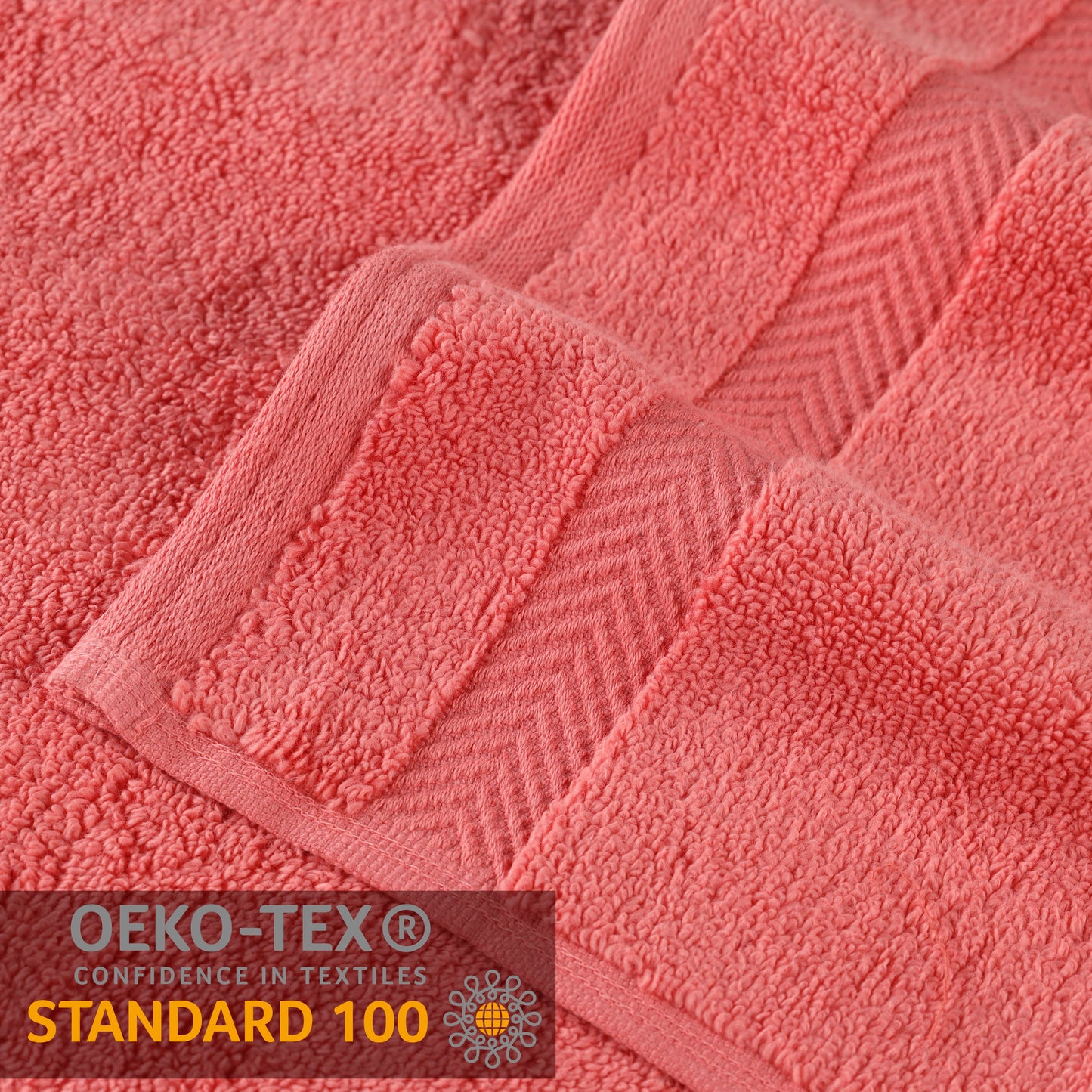 Zero Twist Cotton Solid Ultra-Soft Absorbent Hand Towel - Coral