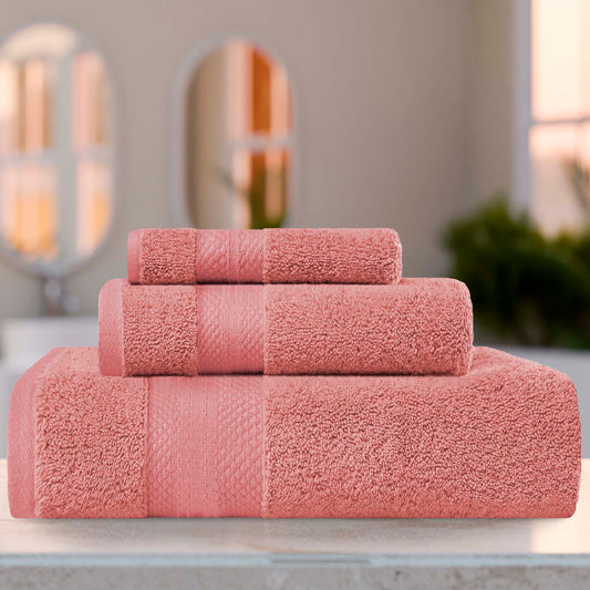 Superior Premium Turkish-Cotton Assorted Towel Set - Coral