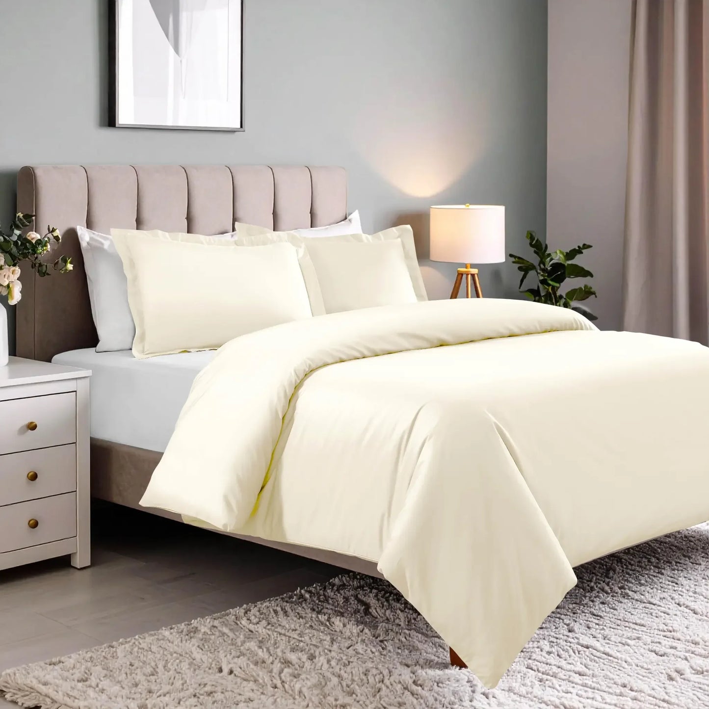 600 Thread Count Cotton Blend Solid Duvet Cover Set