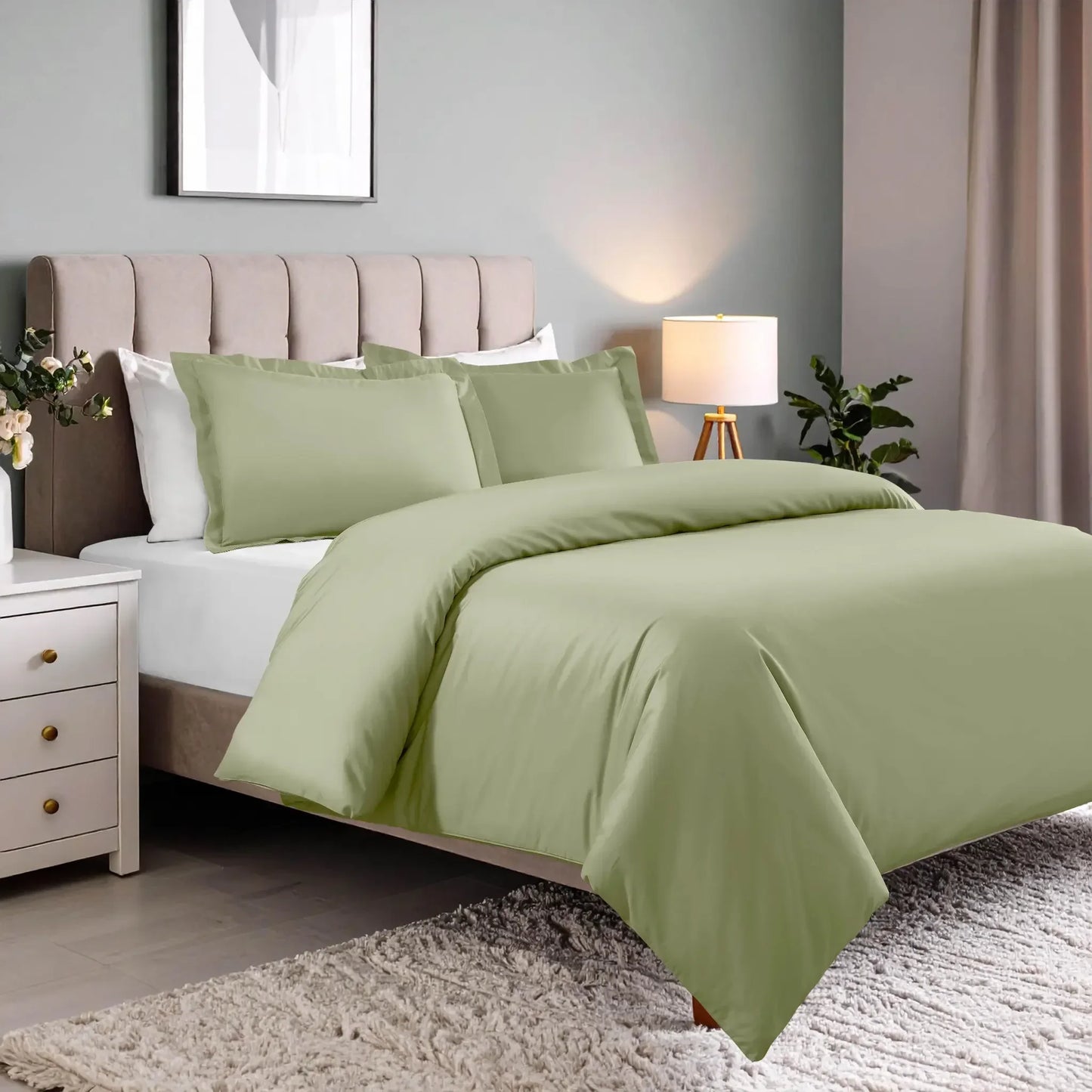 600 Thread Count Cotton Blend Solid Duvet Cover Set