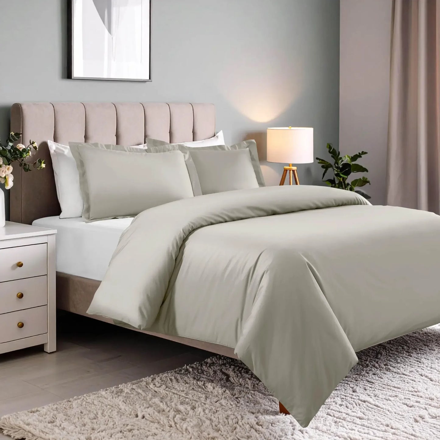 600 Thread Count Cotton Blend Solid Duvet Cover Set