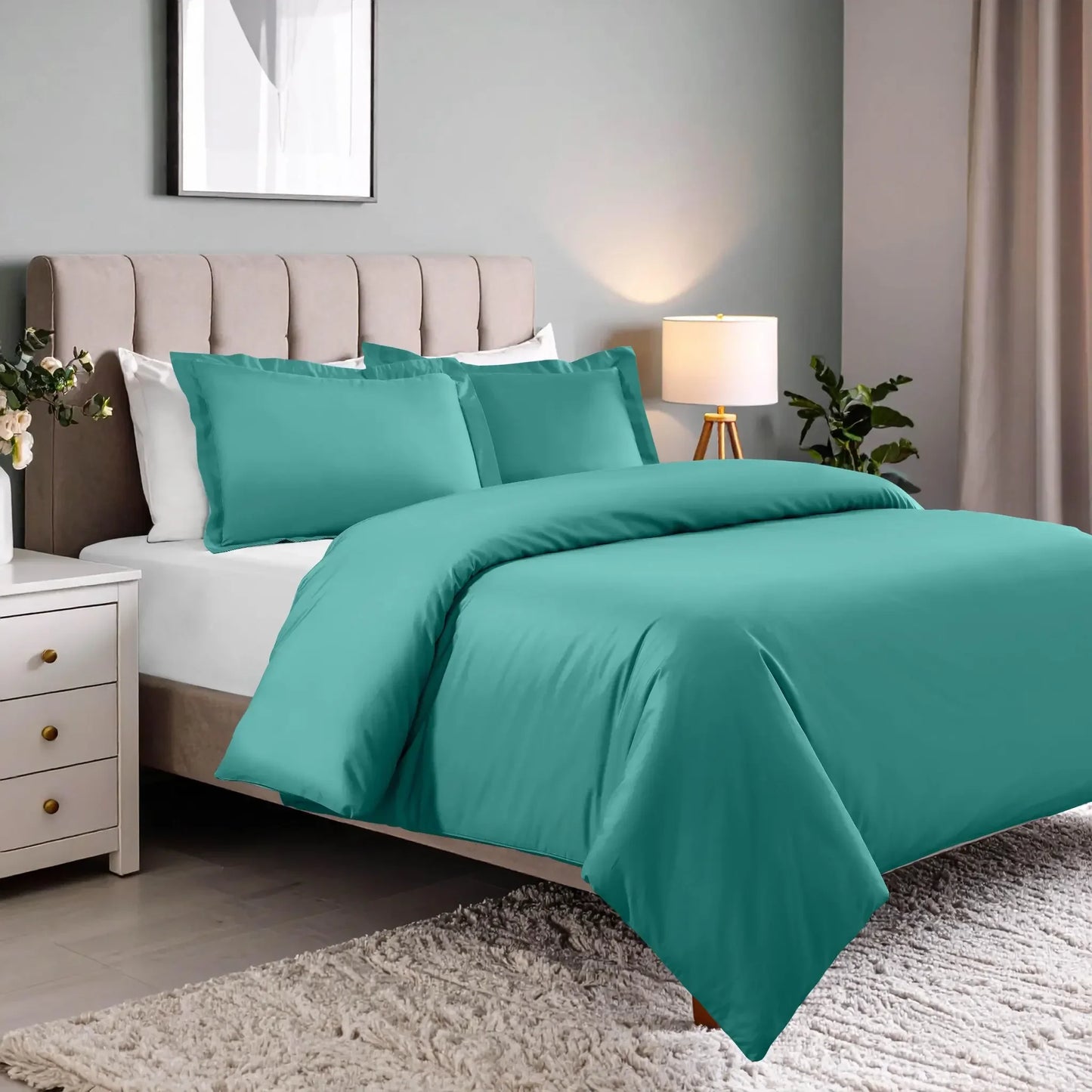 600 Thread Count Cotton Blend Solid Duvet Cover Set