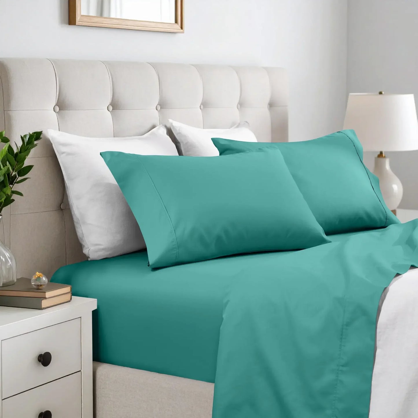 600 Thread Count Cotton Blend Solid Deep Pocket Sheet Set