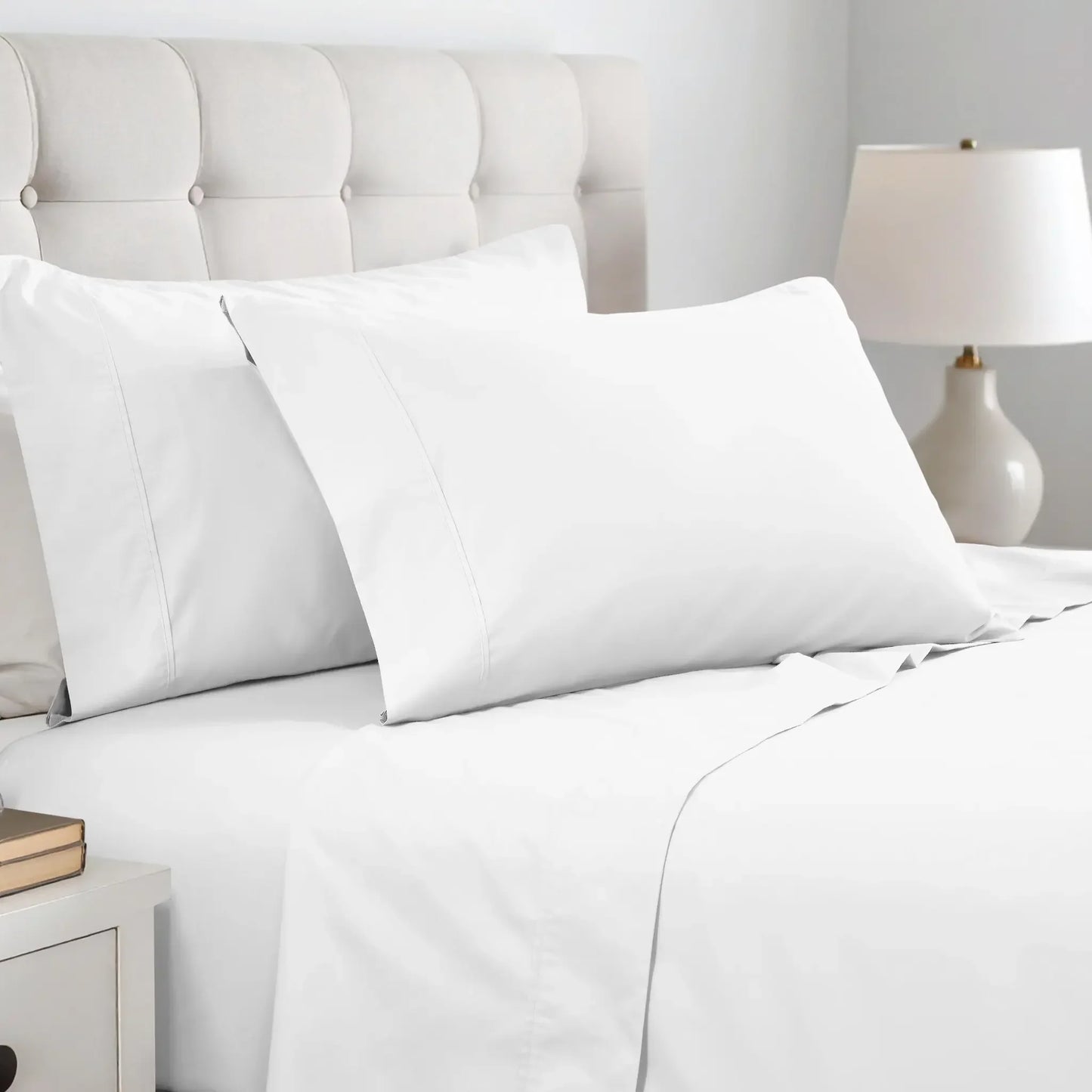 600 Thread Count Cotton Blend Solid Pillowcase Set