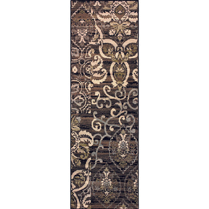 Superior Caldwell Modern Floral Damask Indoor Area Rug or Runner Rug Or Door Mat - Black