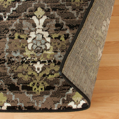 Superior Caldwell Modern Floral Damask Indoor Area Rug or Runner Rug Or Door Mat - Black