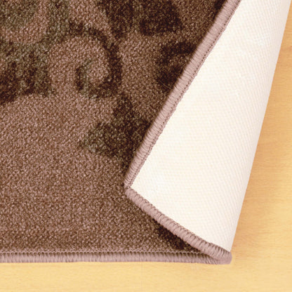 Amber Floral Scroll Medallion Non-Slip Washable Indoor Area Rug or Runner - Camel