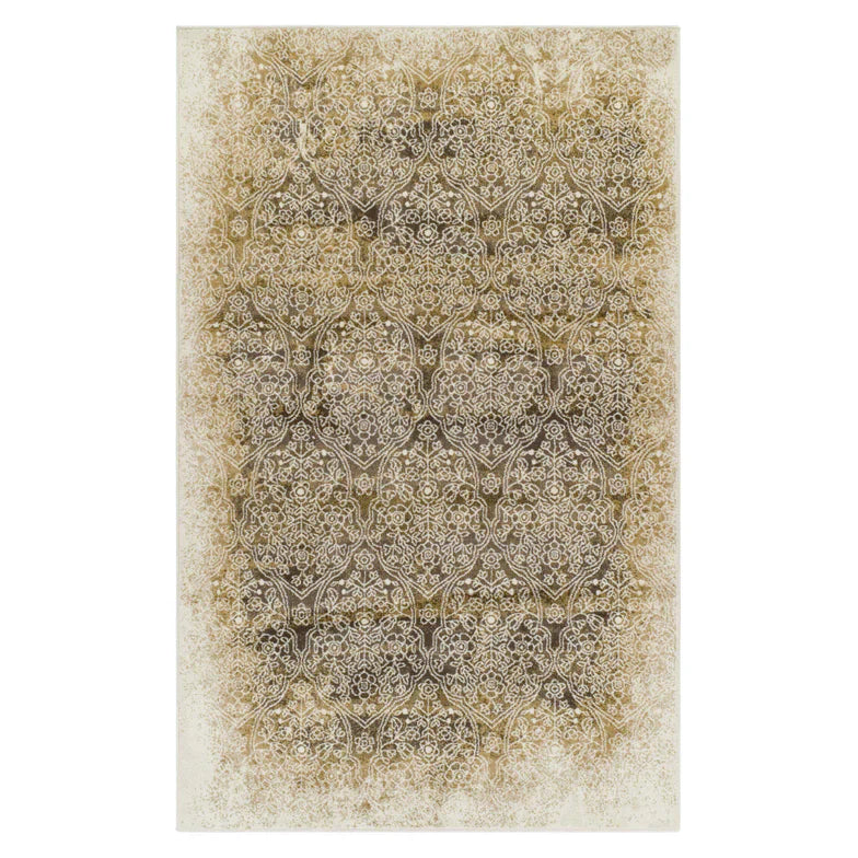 Apollo Distressed Oriental Floral Damask Indoor Area Rug - Camel