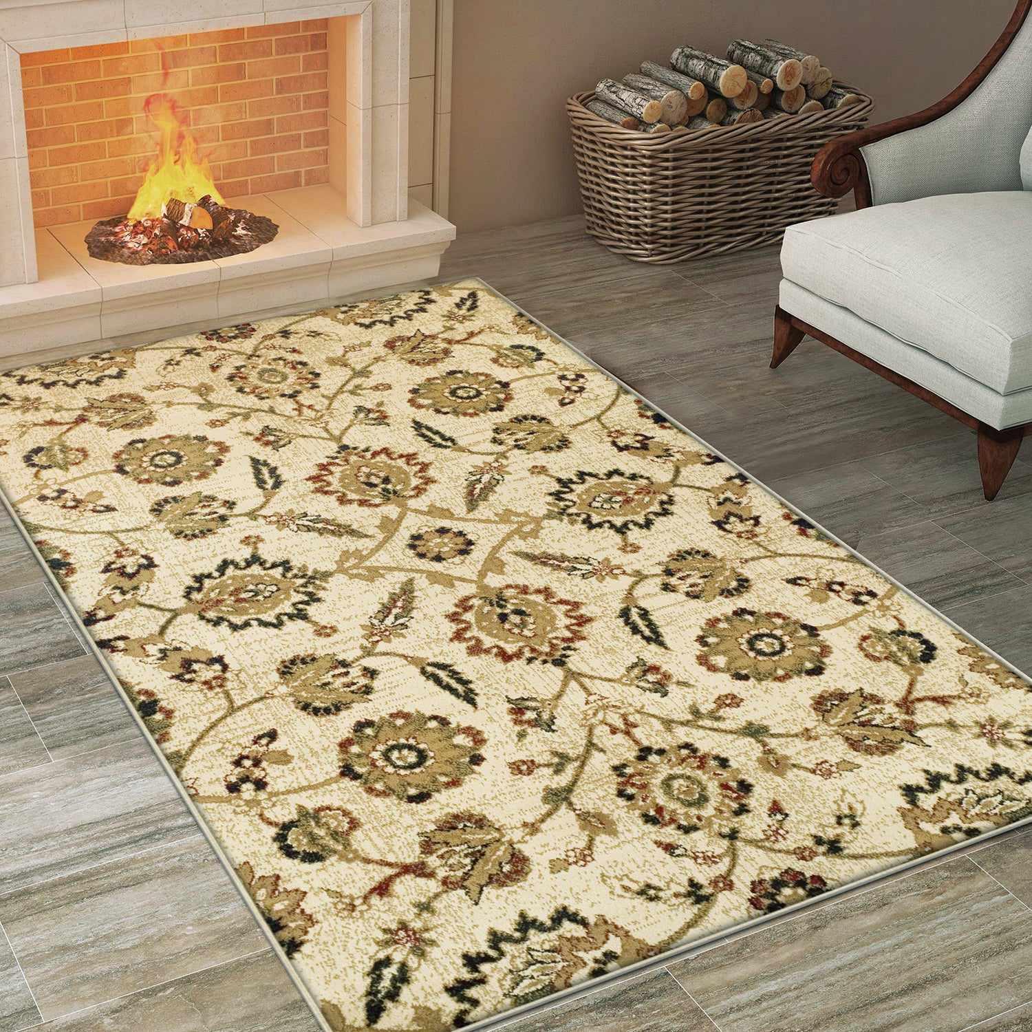  Canterbury Vintage Herati Floral Area Rug