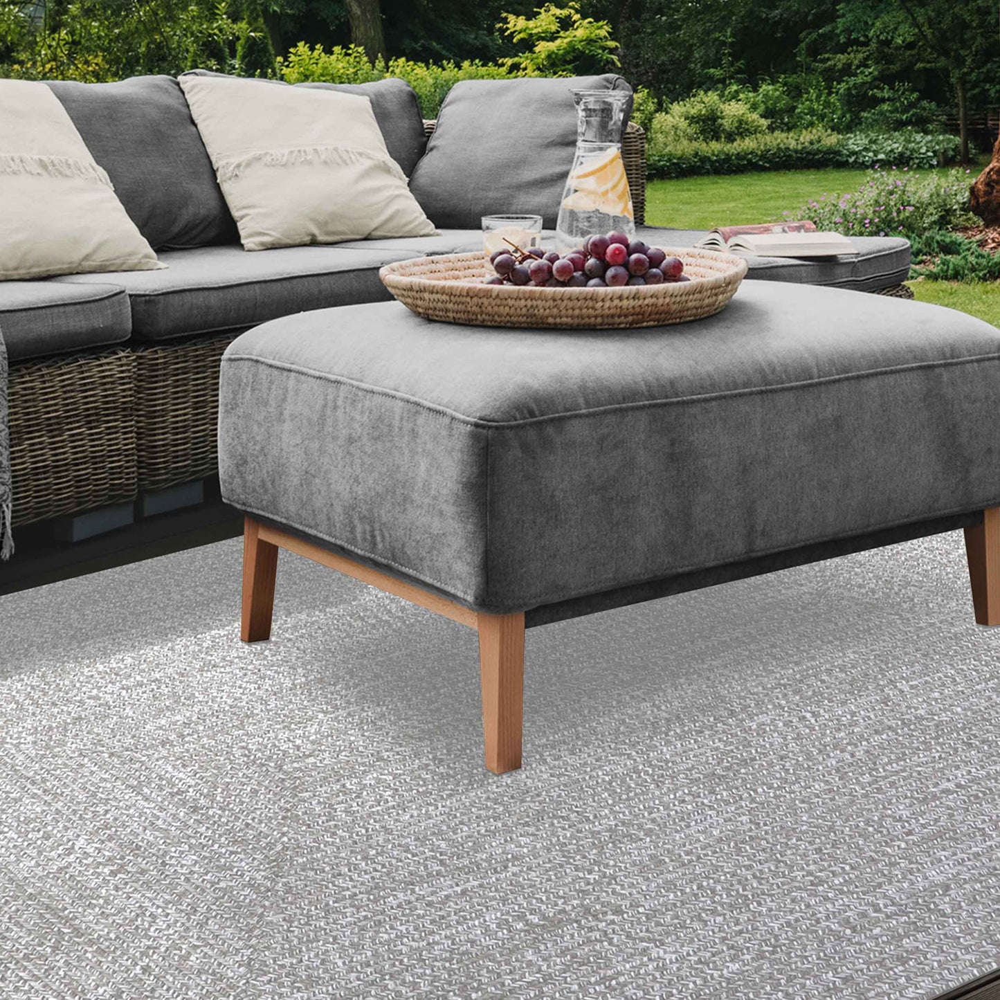 Multi Toned Braided Area Rug Bohemian Indoor Outdoor Rugs - Canvas-White
