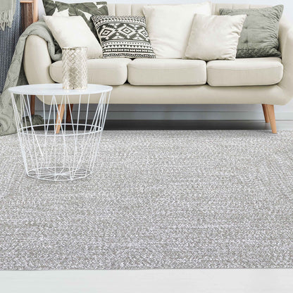 Multi Toned Braided Area Rug Bohemian Indoor Outdoor Rugs - Canvas-White