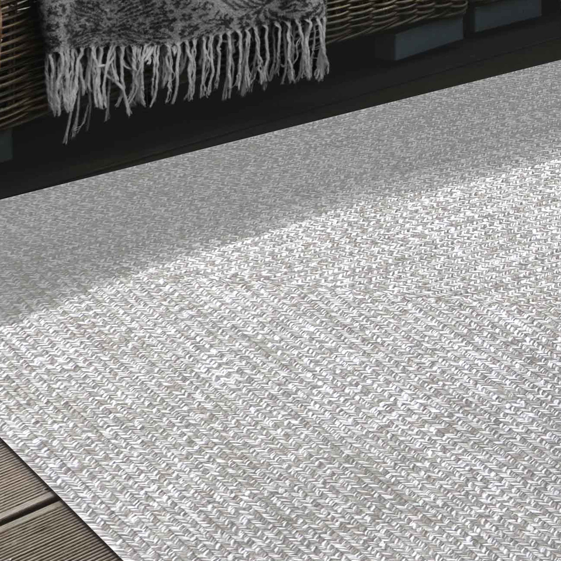 Multi Toned Braided Area Rug Bohemian Indoor Outdoor Rugs - Canvas-White