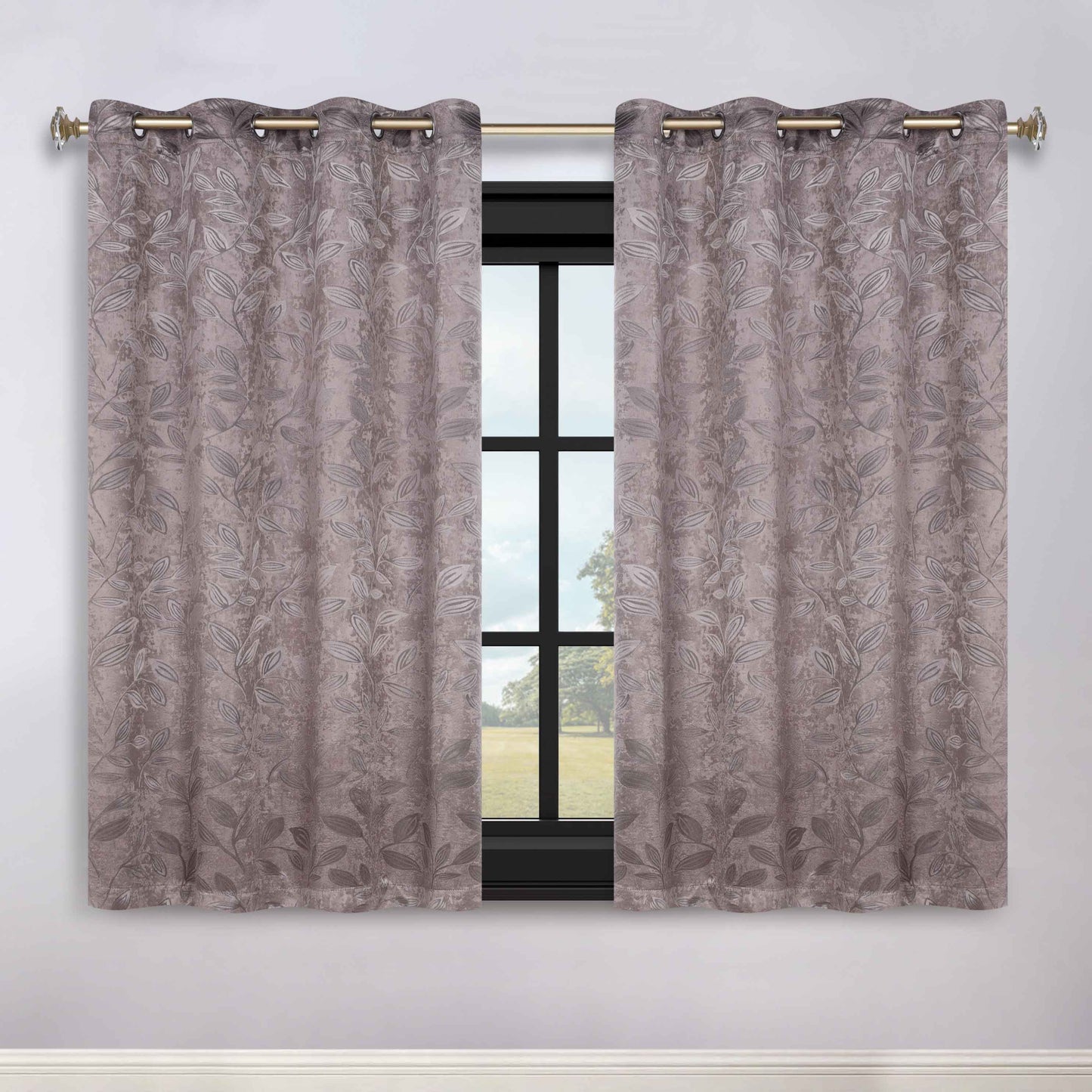 Leaves Room Darkening Grommet Blackout Curtain Panels, Set of 2