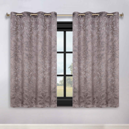 Leaves Room Darkening Grommet Blackout Curtain Panels, Set of 2