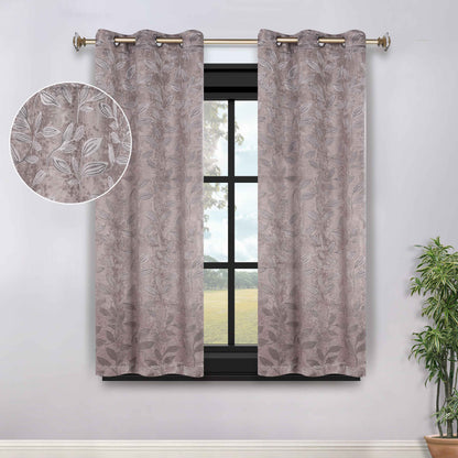 Leaves Room Darkening Grommet Blackout Curtain Panels, Set of 2