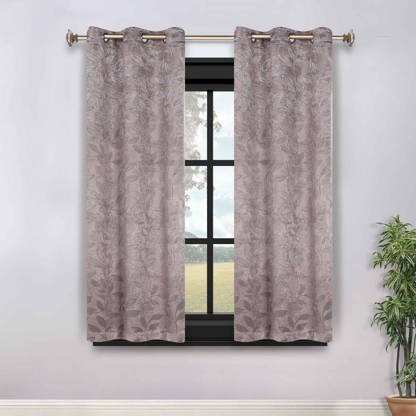 Leaves Room Darkening Grommet Blackout Curtain Panels, Set of 2