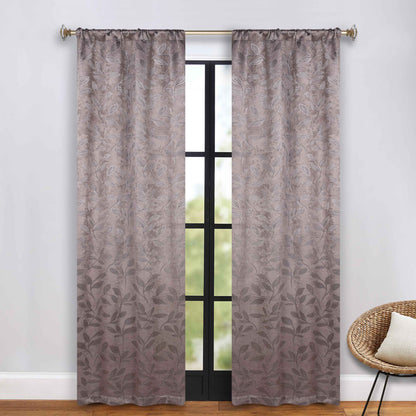 Leaves Room Darkening Grommet Rod Pocket Curtain Panels, Set of 2