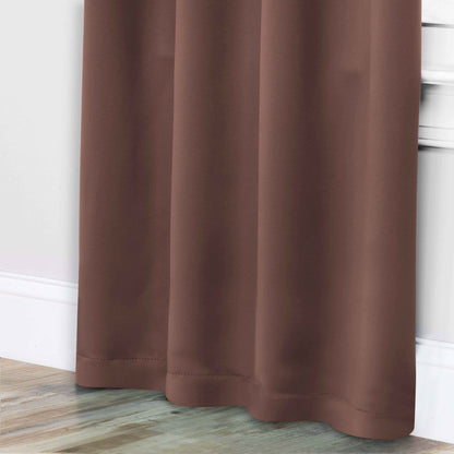 Solid Room Darkening Blackout Curtain Panels, Rod Pocket, Set of 2 - Cappuccino