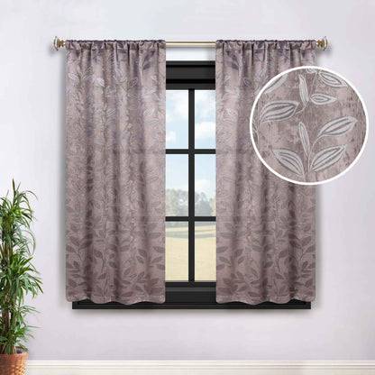 Leaves Room Darkening Grommet Rod Pocket Curtain Panels, Set of 2