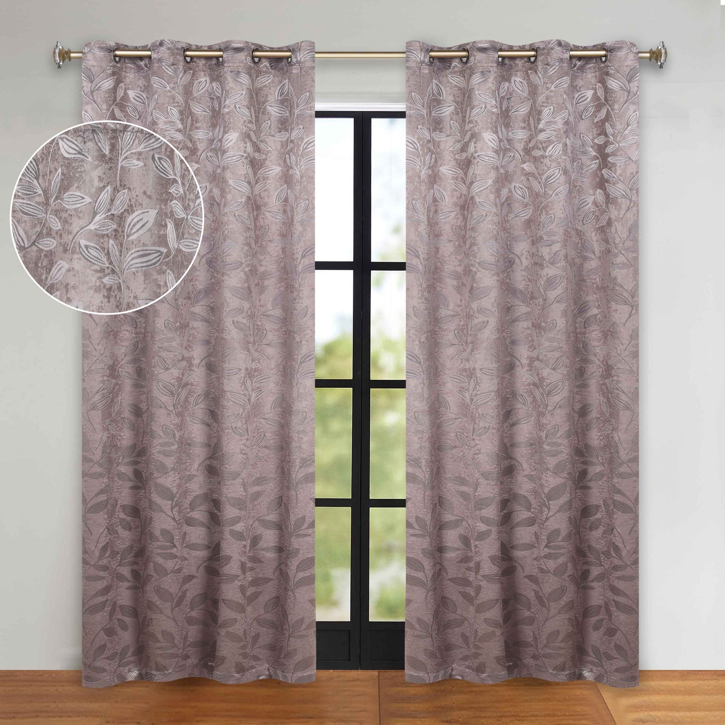 Leaves Room Darkening Grommet Blackout Curtain Panels, Set of 2